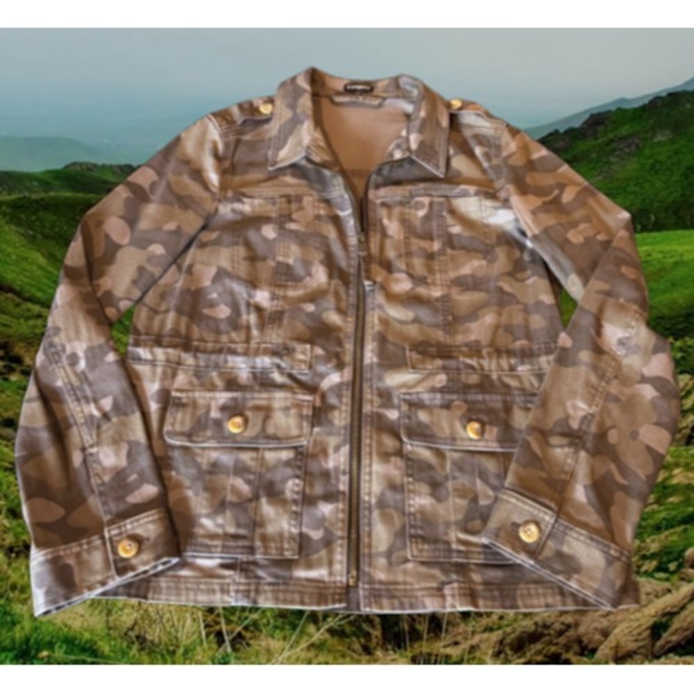 Express Camo Utility Flight Jacket Women's M Military Safari Cotton Stretch - Picture 3 of 13